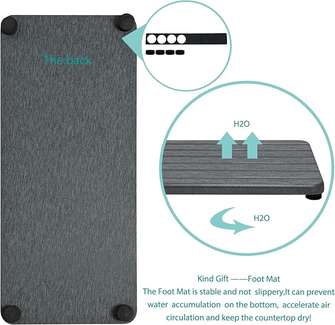 NiuYichee 2 PCS Fast-Drying Sink Stone Tray, 12" x 5.5" Super Absorbent Diatomite Coasters, Grooved Design, Water Absorbing Stone Used for Hand Soaps & Plants & Toiletries in The Modern Home