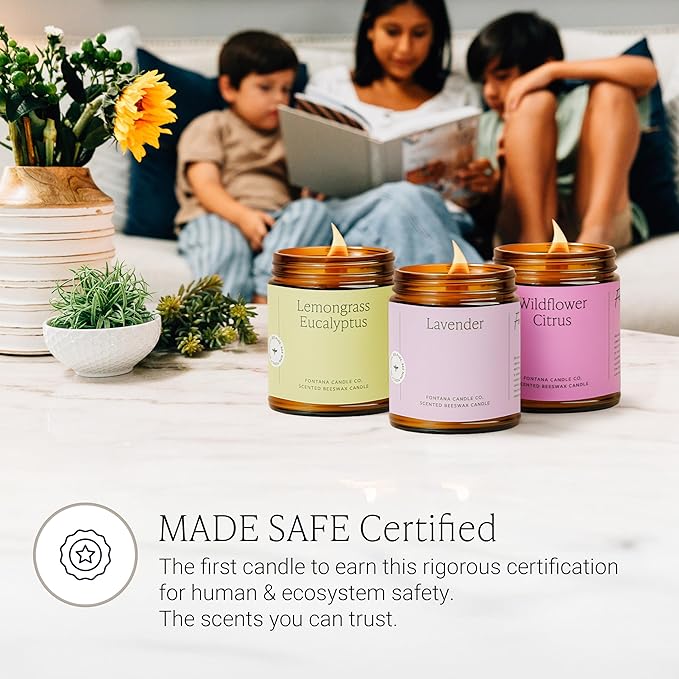 Fontana Candle Co Wood Wick Beeswax Jar Candles - 3-Jar Spring Bundle - Made with Coconut Oil & Pure Essential Oils – Clean Burn, Long Lasting and Non-Toxic Candles for Home & Room Decor