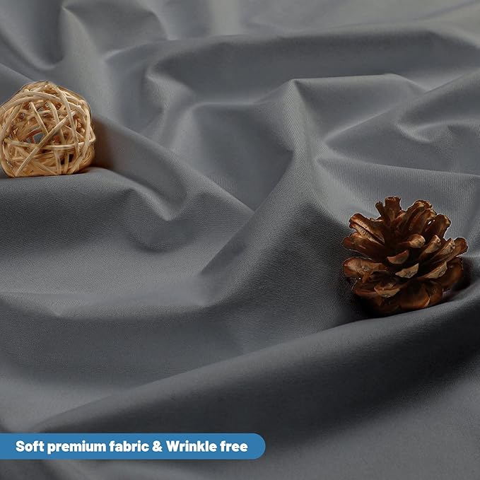 THAIGEE Water-Repellent Fabric Shower Curtain Liner - Hotel Quality Machine Washable, 3 Heavy-Duty Magnets with Rustproof Grommets & Weighted Hem, Standard Size 72x66in Grey