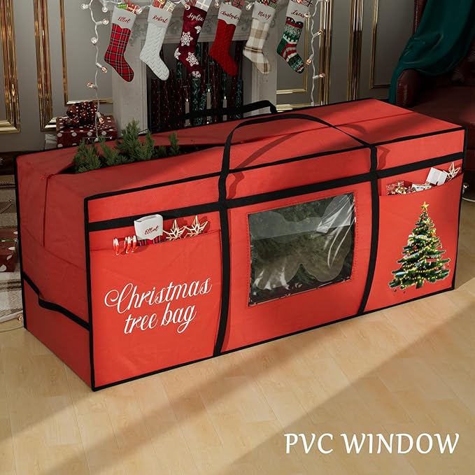 VERONLY Christmas Tree Storage Bag for 7.5FT Artificial Tree, Heavy Duty 600D Oxford Fabric with PVC Window and Exterior Pockets, Dust Moisture Proof Protection with Reinforced Handles