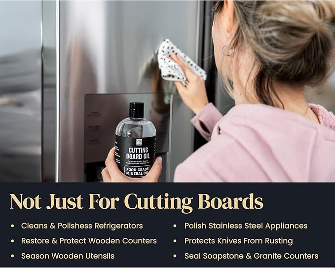 Mevell Food Grade Mineral Oil for Wood Cutting Board - 16oz, Food Safe USP Certified Cutting Board Oil & Butcher Block Conditioner for Bamboo Boards, Marble, Soapstone, Stainless Steel, Made in USA