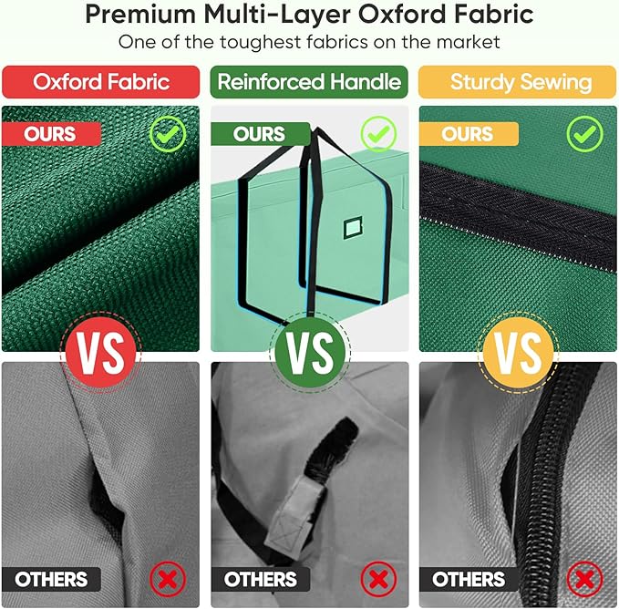 BALEINE 7.5 ft Christmas Tree Storage Bag, Heavy Duty 900D Oxford Fabric with Reinforced Handles and Dual Zippers Wide Opening, Extra Large Storage Container (Green)