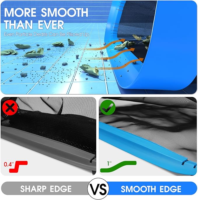 Self-Repair Heavy Duty Pool Net, Upgrade Reinforced Handle, Pool Cleaning Skimmer Net with Nylon Fine Mesh Net, Thick Aluminum Frame, Deep Trash Bag for Above Ground & Inground Pools