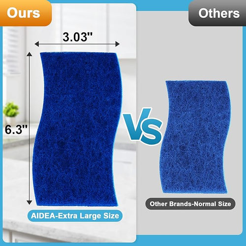 AIDEA XL Scrub Sponges Non-Scratch 6Count, Extra Large Sponges Kitchen, Sponge for Dishes, Cleans Fast Without Scratching Safe for Non-Stick Cookware, Cleaning Power for Kitchen, House