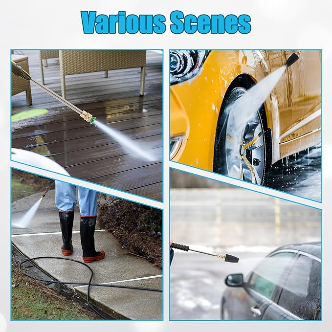 AutoViteX Pressure Washer Tips Turbo Nozzle 4000 PSI with 7 Pieces Spray Tips, 4.0 GPM 4.0 Orifice, 1/4" Quick Connect for Concrete, Cleaning Brick and Vinal Surfaces