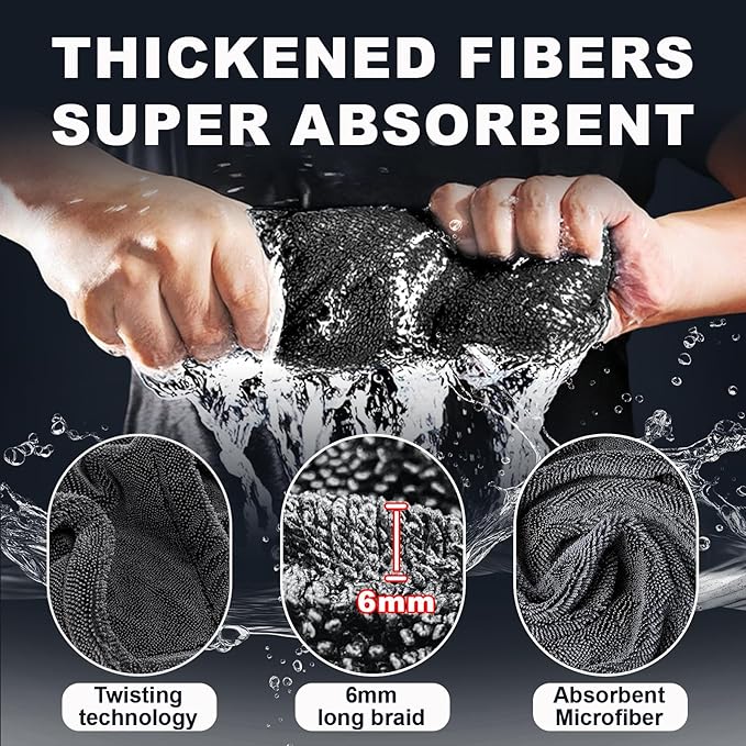 Ghguole 2-Pack Car Drying Towel (28" x 36"),1500 GSM Double Sided Microfiber Towels for Cars,Trucks, SUV.Highly Absorbent,Leaving no Marks,no Shedding,Easy to Clean