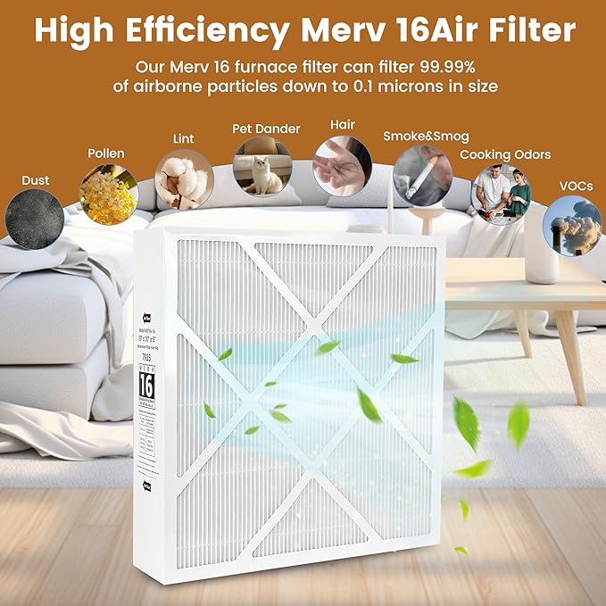 （2 Pack）7935 MERV 16 （20x20x5 Inche） Air Filter Bundle,Carbon Clean Healthy Climate,Replacement Filter Media for HCC14-23 Lennox & Honeywell FC100A1011/FC200E1011,7935 20x20x5 Inches merv 16 filter