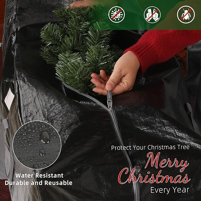 Large Christmas Tree Storage Bags Heavy Duty Tree Bags Holiday Storage Bags Protects From Moisture Or Dust,Alternative To Xmas Tree Storage Box (Black, 9 Ft)