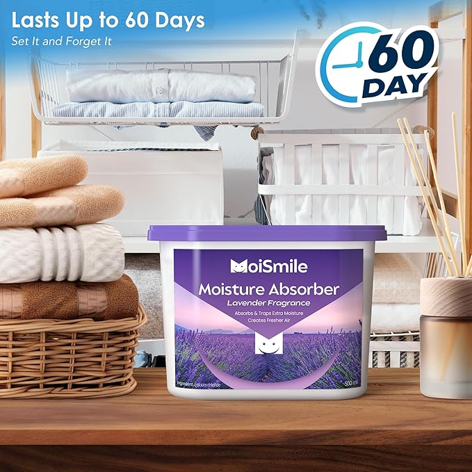 Moismile Moisture Absorbers 12 Packs, 10.8OZ Lavender Vanilla Efficient Humidity Absorber ＆ Odor Eliminator Boxes, Refillable Car Dehumidifier for Closet, Bathroom, Basement＆ RV