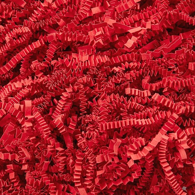 Mefleet 1 LB Crinkle Cut Paper Shred Filler Red Crinkle Shredded Paper for Gift Box - Gift Basket Bag Filler - Grass Cushion Stuffing for Valentine's Day Holiday Packaging Wrapping