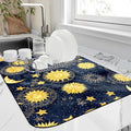 Dish Drying Mat Colorful Textile Sun Moon Stars Kitchen Mat 12"x19" Bsorbent Coffee Maker Mat for Dishes Utensils Coffee Maker Pots and Pans Easy Clean Dish Slip Resistant Pad