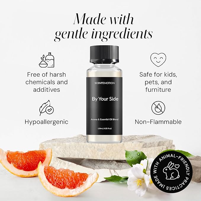By Your Side Essential Diffuser Oil, Luxury Home Scent & Hotel Fragrance for Waterless and Ultrasonic Diffusers, Musk, Jasmine and Grapefruit Aroma | Long Lasting 4.05 fl oz (120 mL)