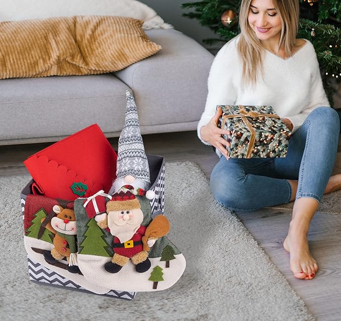 Christmas Ornament Storage Box, Freestyle Assembly Ornament Organizer Storage Box, Fits Christmas baubles 3cm-8cm and Holiday Ornament Storage - 600D Oxford Christmas Ornaments Storage Containers