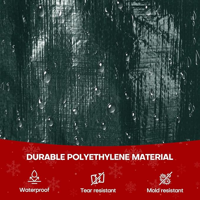 Christmas Tree Storage Bag, For 7.5ft Disassembled Xmas Tree, Heavy Duty Christmas Tree Storage Bag with Sturdy Handles, Tag Card Slot, Zipper, Dust-Resistant and Water-Resistant（Green）