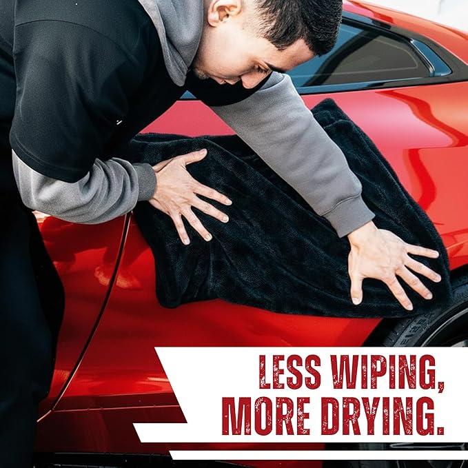 ags goods RAPIDWIPE 24" x 36" Ultra Drying Towel 1300 GSM Twisted Loop Microfiber, Super Absorbent, No Streaks or Lint, Double Sided – Reusable Car Wash Towel, Auto Detailing Cloth,