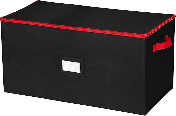 Christmas Ornament Storage Box - Large Christmas Decor Storage Containers that Store up to 128 Ornaments of 3 Inches - Durable Material To Protect And Store Holiday Ornaments Décor, Black