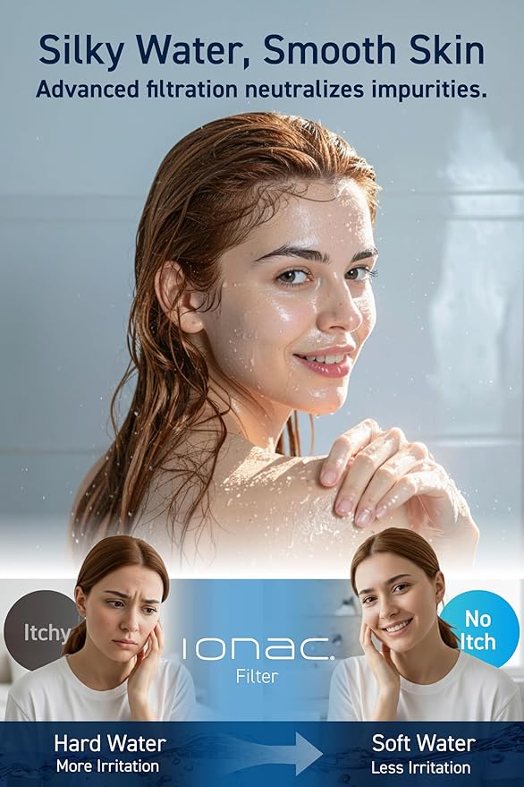 【Made in Japan and innovative technology】 IONAC shower head with filter, water softener shower, spa at home, suitable for atopy, water-saving shower head (Basic)