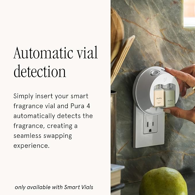 Pura - Smart Home Fragrance Device Starter Set - Pura 4 - Scent Diffuser for Home - Includes Fragrance Aroma Diffuser - Square Box, Parisian Cafe and Sugared Lemon Scent Refills
