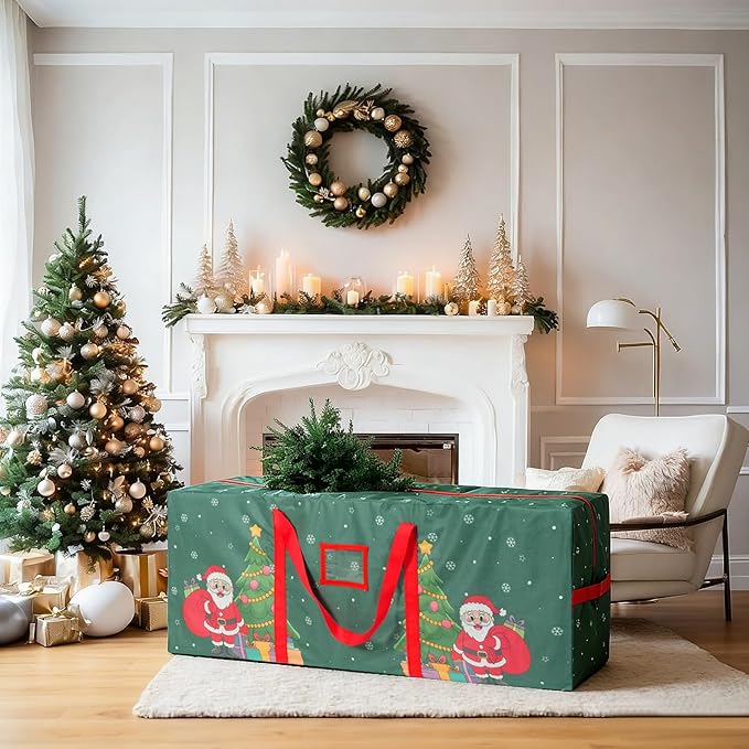 9 Ft Christmas Tree Storage Bag, Waterproof Heavy Duty Oxford, Extra Large Xmas Tree Storage Bag with Handles and Sleek Zipper for Christmas Ornaments Wreath, Green