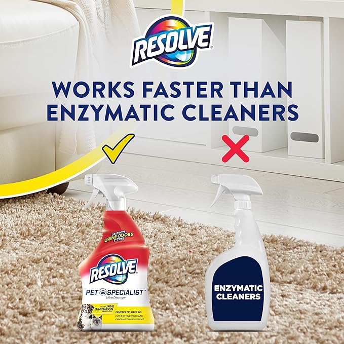 Resolve Pet Specialist Urine Destroyer Carpet Cleaner Spray – Urine Eliminator for Pet Stains & Odors Up to 7 Days Old, 22oz
