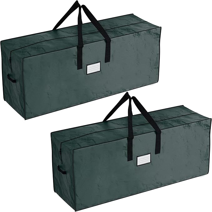 Christmas Tree Storage Bag Set - Set of 2 Bags for 7.5-Foot Artificial Trees - Protects Holiday Decorations and Inflatables by Elf Stor (Green)