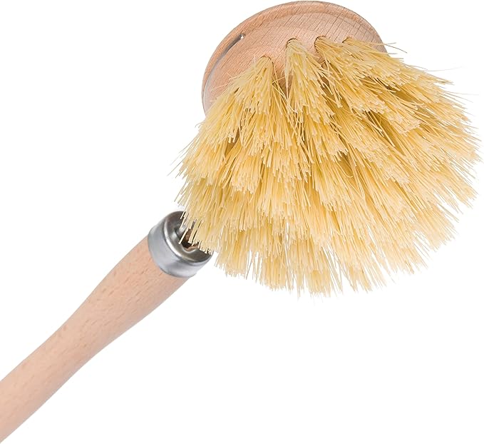 REDECKER Tampico Fiber Bristle 1-1/2-Inch All-Purpose Kitchen Dish Scrub Brush with Beechwood Handle, Bamboo Dish Brush - Wooden Dish Brush with Handle for Pots, Pans, and Kitchen Utensils