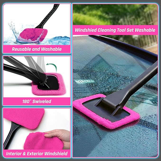 47PCS Car Detailing Kit Interior Cleaner, Car Cleaning Supplies with High Power Car Vacuum Cleaner,Auto Detailing Kit,Car Wash Kit with Bucket Detailing Brush Set,Pink Car Accessories for Women