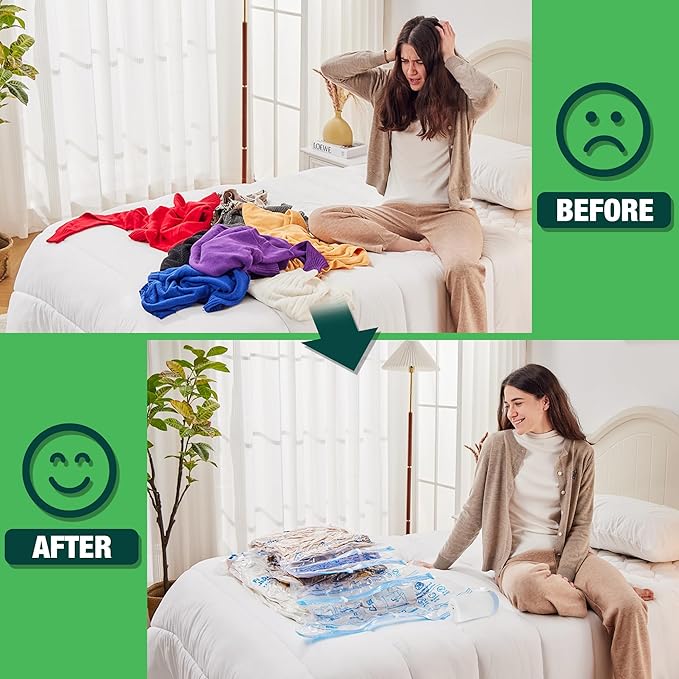 HIBAG Vacuum Storage Bags with Electric Pump, 30 Pack Vacuum Seal Space Saver Bag for Clothes, Clothing, Pillows, Blanket Bedding Comforters