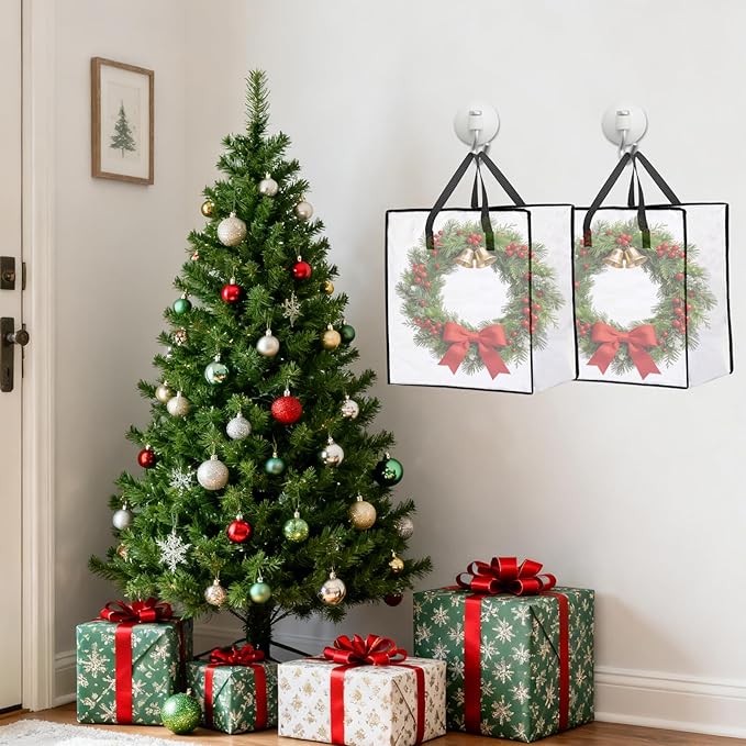 12 Pack 95L Wreath Storage Bags, 26 Inch Wreath Storage Container for 24 to 30 Inch Artificial Garland, Holiday Decoration Organizer for College Carrying Bedding Toys Organizer
