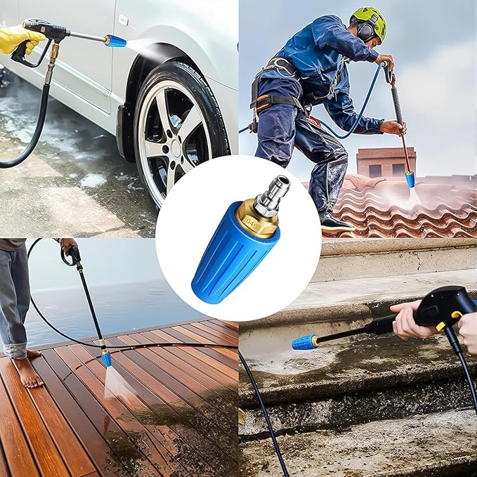 FKKWUOT Turbo Nozzle Pressure Washer Tips,4000 PSI 4.0 GPM 4.0 Orifice,with 5 Pieces Spray Tips Kit Multiple Degrees(0, 15, 25, 40, 65 Degrees)(Blue-Single nozzle)