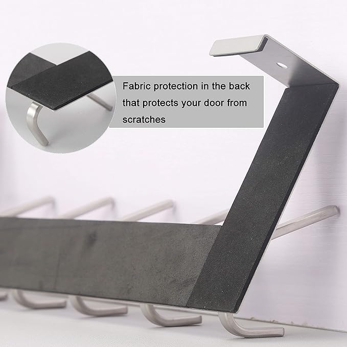 WEBI Over The Door Hook Door Hanger:Over The Door Towel Rack with 6 Hooks for Hanging Coats,Door Coat Hanger Towel Hanger Over Door Coat Rack for Towels,Clothes,Back of Bathroom,Silver