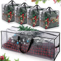 5 Pack Christmas Storage Bags, 7.5 Ft Christmas Tree Large Bag and 4 Garland Wreath Containers Packing Tote Moving Bags with Handle Zipper Heavy Duty for Artificial Xmas Tree Wreath Garland