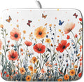 Poppy Flower Dish Drying Mat 16x18 Inch Floral Leaves Dish Drainer Protector Pad Washable Reversible Drying Pad for Kitchen Counter Sink