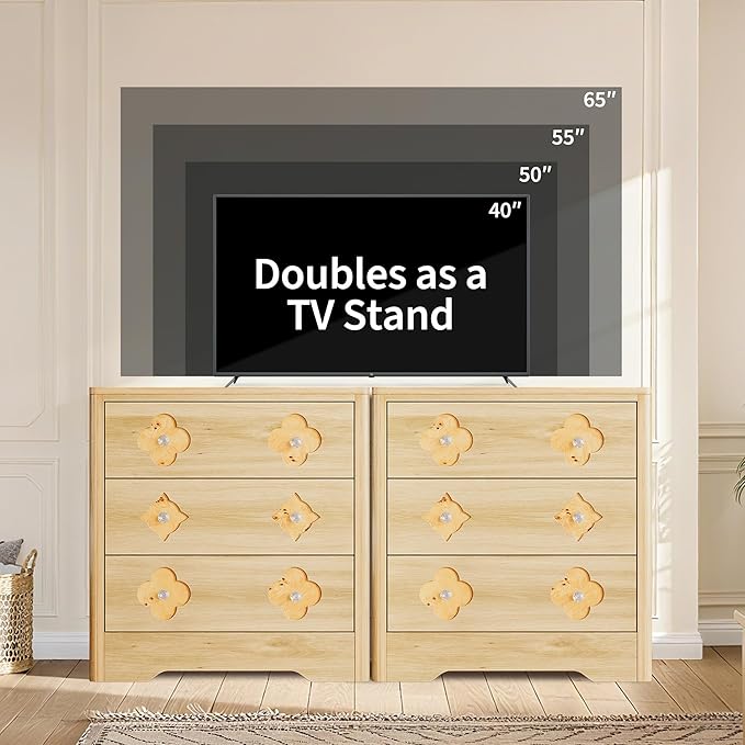 Garvee Dresser for Bedroom, Chest of Dressers 30.4" Tall Dresser for Closet with 3 Decorative Drawer Front Chest with Clothes Storage Cabinet, Drawer Organizer for Bedroom, Living Room, Closet