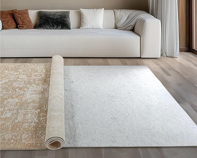 WELL WOVEN Premium 1/4" Thick Felt Rug Pad 7x9 - Non Slip Rubber Backing for Hard Floors & Carpet - Easy Cut to Size for Custom Fit - Superior Cushioning & Floor Protection Shield