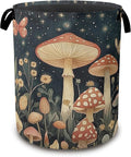 Fantasy Mushroom Laundry Basket,Butterfly Stars Collapsible Laundry Baskets with Handles,Waterproof Oxford Cloth Storage Basket 16"x20" for Bathroom/Bedroom/Dormitories