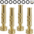 Triumpeek Solid Brass Hose Nozzle, 4 Pack 4"L Heavy Duty Brass Garden Hose Nozzle with 8 Rubber Washers
