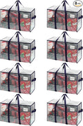 VENO 8 Pack Moving Bags and Large Christmas Storage Bins with lids. Alternative to Moving Boxes, Packing Supplies for College. Extra Large Heavy Duty Totes for Packaging (Clear, 8 Pack)