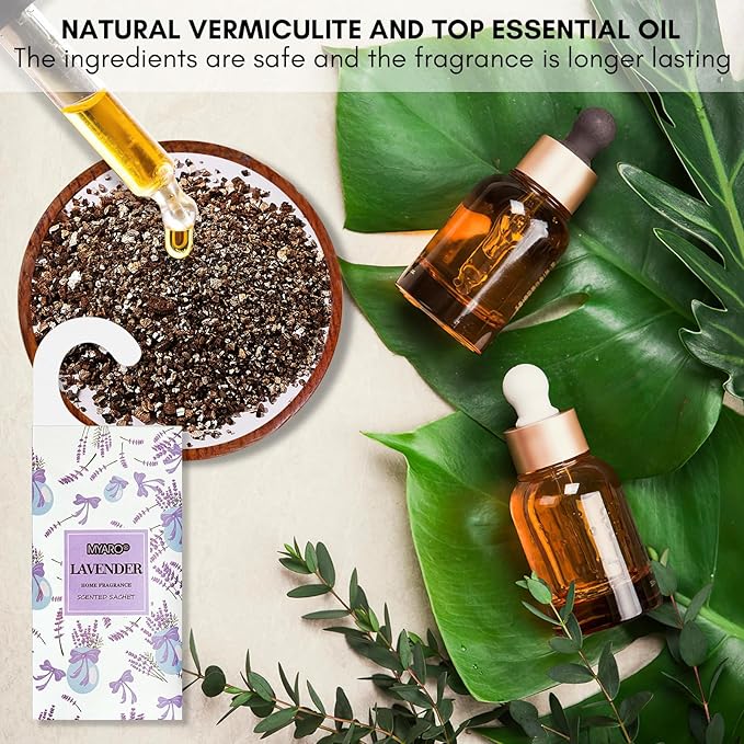 MYARO 12 Packs Lavender Hanging Closet Air Freshener Long Lasting Drawer Deodorizer Smell Good Potpourri Scented Sachet for Home House