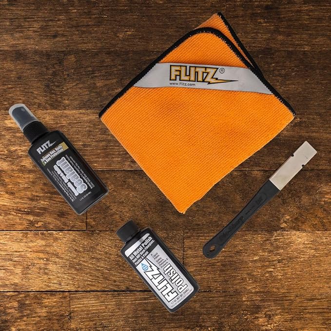 Flitz Knife Restoration Kit - USA-Made All-in-One Knife Cleaner & Restoration Tools - Includes 1.76oz Polish, 1.7oz Ceramic Sealant, Diamond Sharpener, & Microfiber Cloth - Rust Remover for Knives