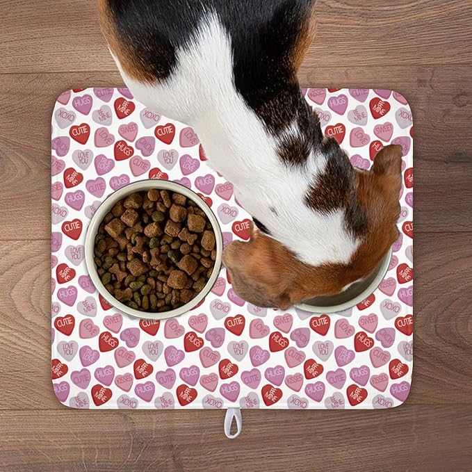 Valentine’s Day Dish Drying Mat for Kitchen Counter 18x16 Inch Pink Love Drying Mat with Absorbent Reversible Microfiber Holiday Dish Drainer Mats Rack Pad for Coffee Countertop Protector