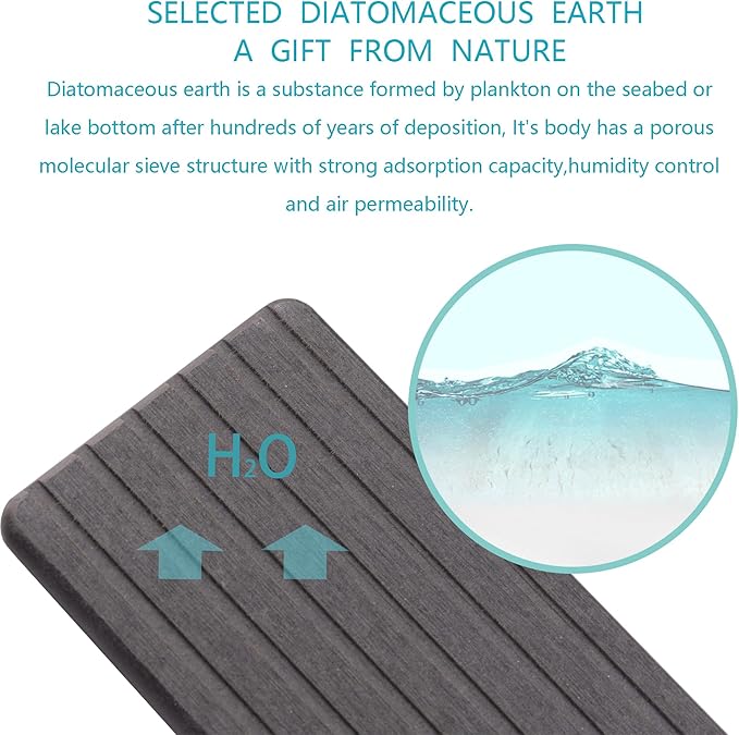 NiuYichee 2 PCS Water Absorbent Diatomite Coasters (9.5" x 5.5"), Grooved Design, Water Absorbing Stone Used for Hand Soaps & Plants & toiletries in The Modern Home