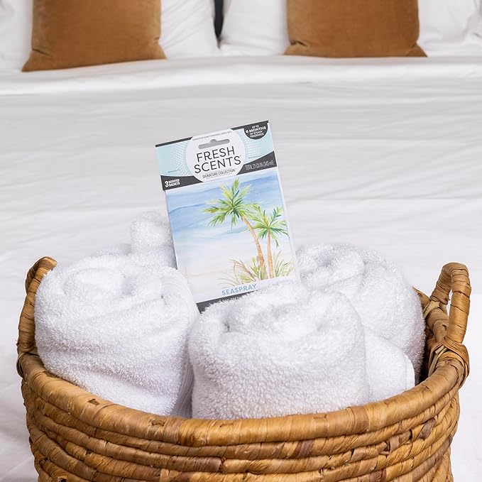 Fresh Scents Scented Sachets | Seaspray | Home Fragrance | Long Lasting (Up to 6 Months) | Air Freshener for Closets, Drawers, & Cars | 6 Pack