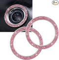 ToBeQueen Crystal Rhinestone Ring for Car Bling Decal for Vehicle 2Pcs Auto Engine Start Stop Decoration for Women Girl,Interior Ring Push to Start Bling Pink