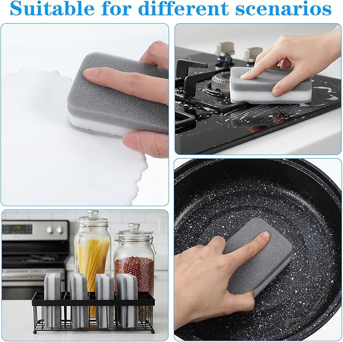 40 Pcs Individually Wrapped Sponges Kitchen Dishwashing Sponge Bulk, Non Scratch Dishes Scouring Pad Dishcloth, Odor-Free Sponge Wipes for Household Cleaning Dishes Travel Apartments, Grey