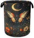 Laundry Hamper,Vintage Butterfly Flower Laundry Basket,Gothic Garden Moon Portable Collapsible Laundry Room Organization Storage for Dorm Room,Nursery,Bathroom,Bedroom,16x20 Inch