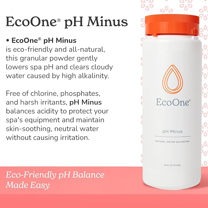 pH Minus by EcoOne | Natural Water Alkalinity Decreaser for Hot Tub & Pool Application | Chlorine-Free, Phosphate-Free Pool Alkaline-level Decreaser | Decreases Alkalaic Levels & Neutralizes pH, 2 Lbs