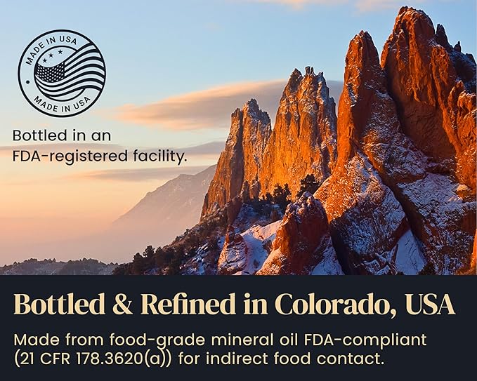 Mevell Food Grade Mineral Oil for Wood Cutting Board - 16oz, Food Safe USP Certified Cutting Board Oil & Butcher Block Conditioner for Bamboo Boards, Marble, Soapstone, Stainless Steel, Made in USA
