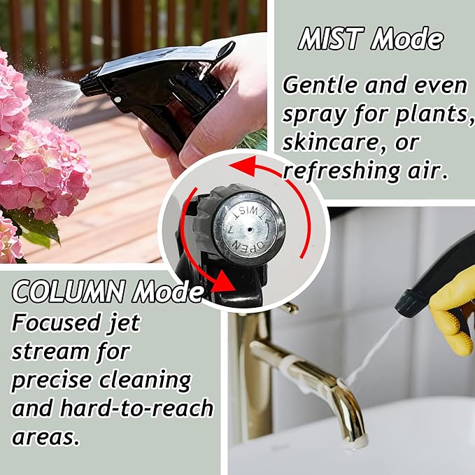 Green Glass Spray Bottle, Refillable Indoor Plant Mister,13.5oz Water Spray Bottle with Adjustable Nozzle,Plant Mister Spray Bottles for Indoor Plants, Cleaning, Hair Care, Pets Care(2pcs)