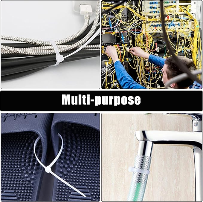 Cable Zip Ties,600 Piece Self-Locking Nylon Cable Ties,Assorted Sizes 4+6+8+10+12-Inch,Multi-Purpose Wire Management Plastic Ties,Perfect for Home,Garden,Office,Travel and Workshop.White